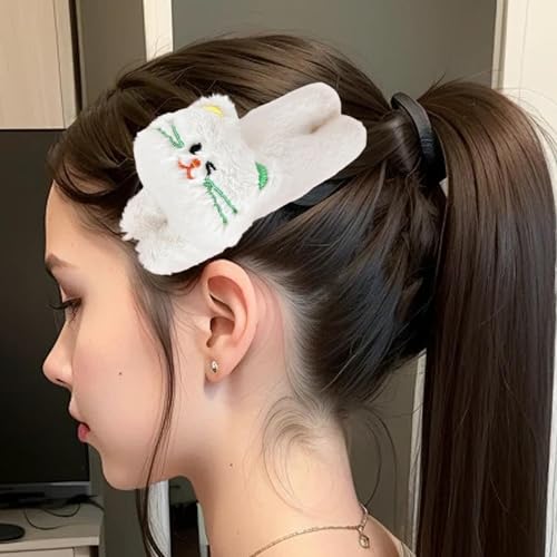 Tier-Haarspangen für Mädchen | Plüschtier-Haarspangen – rutschfeste Plüschtier-Haarspangen für tragbare Haare in Katzenform von Generic