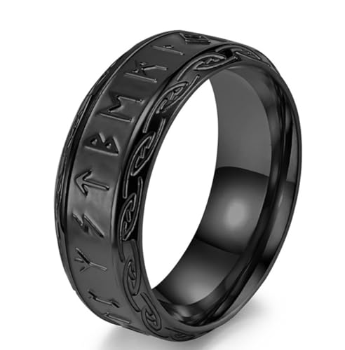 Titanstahlring im nordischen Stil mit Wikinger-Text, Edelstahlring mit Retro-Wikinger-Text von Generic