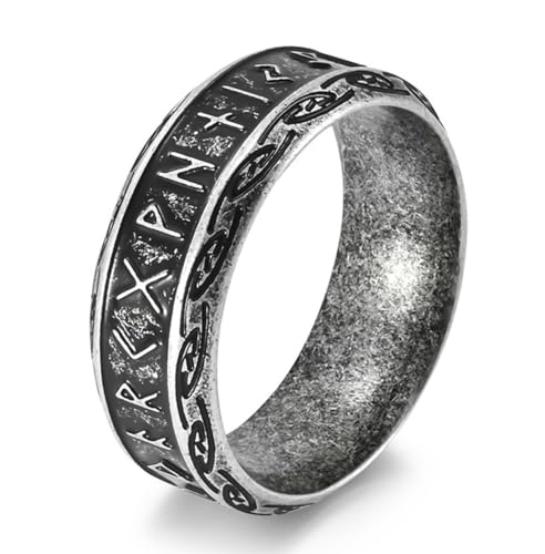 Titanstahlring im nordischen Stil mit Wikinger-Text, Edelstahlring mit Retro-Wikinger-Text von Generic