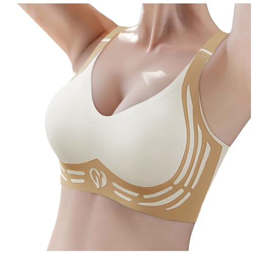 Top Bügelloser Stütz BH Keine Schlaffen Brüste Mehr reine Baumwolle Atmungsaktiv Lifting Anti-Sagging Wireless Adjustable Seamless Bra von Generic