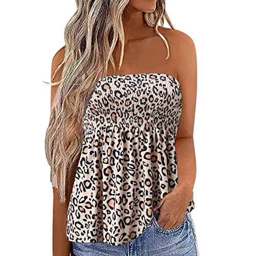 Top Damen Bandeau Tunika Tank Top Mode Strapless Sommer Sexy Tube Boho Boob Gefaltet Plissee Volant Frauen Bustier Trägerlos Schulterfrei Casual Loose Sommertop Oberteile Bluse Shirt Weste Tops von Generic