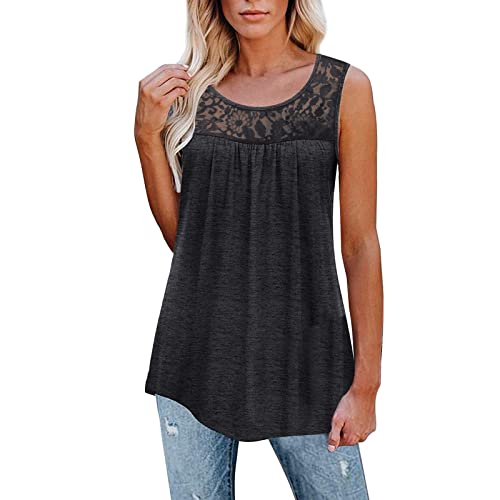 Top Damen Sommer Locker Sexy Spitzen Top Ärmellos Tshirt Mode Luftig Schick Bequem Frauen Oberteile Sommertops Trägertop Damen-Top von Generic