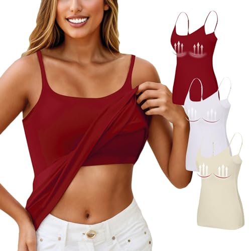 Top Mit Integriertem BH Unterhemden Damen Baumwolle Hemd Cups Unterhemden Damen Bustier Baumwolle Stilltops Still BH Extra Lang Tank Top Sommer Spaghetti Top Damen Tshirt (A13 Complexion,L) von Generic
