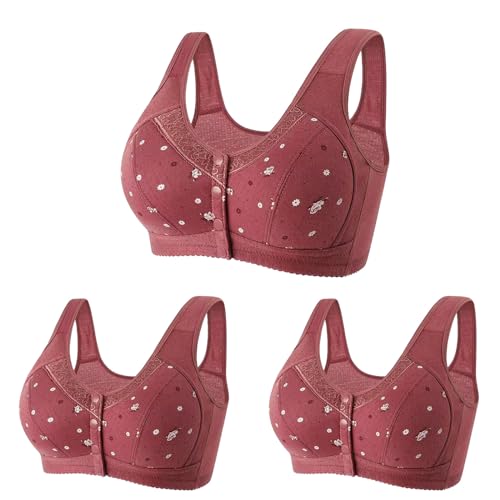 Generic Top Model Geschenke für Mädchen BH Damen Ohne Bügel Starker Halt Vorderverschluss Damen-BHS Spitzennähte Alltag Minimizer BH Schlaf Bustier Still BH Bequem BH Für Senioren Push Up BH von Generic