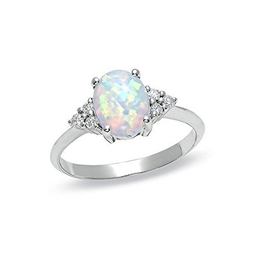 Top Ringer Opal Weißer Ringschmuck für die Mode Opal Stone Ring Handschmuck Runde Ringe Ringe Küche (Silver, SL9) von Generic