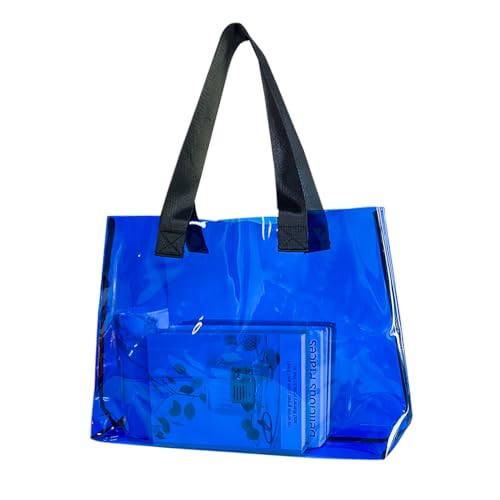 TotePrint Blau Große Klare Tote Bag-Vielseitig, Wasserdicht, Fleckenbeständig, Transparente Schulter Tote Bag, Arbeit Schulter (Blau) von Generic