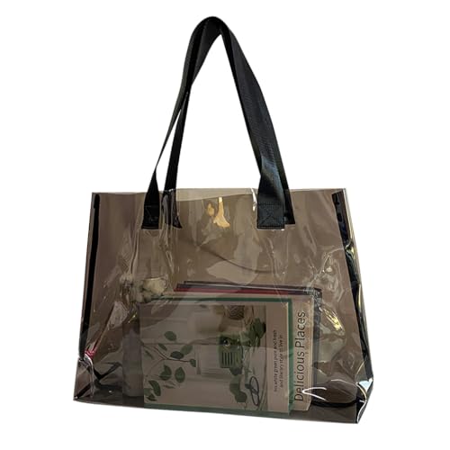 TotePrint Grau Große Klare Tote Bag-Vielseitig, Wasserdicht, Fleckenbeständig, Transparente Schulter Tote Bag, Arbeit Schulter (Grau) von Generic
