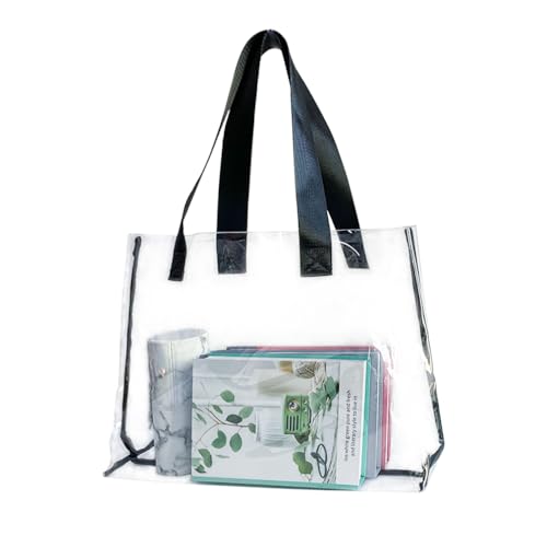 TotePrint Große Klare Tote Bag-Vielseitig, Wasserdicht, Fleckenbeständig,Tote Bag Transparente Schulter, Arbeit Schulter (transparent) von Generic