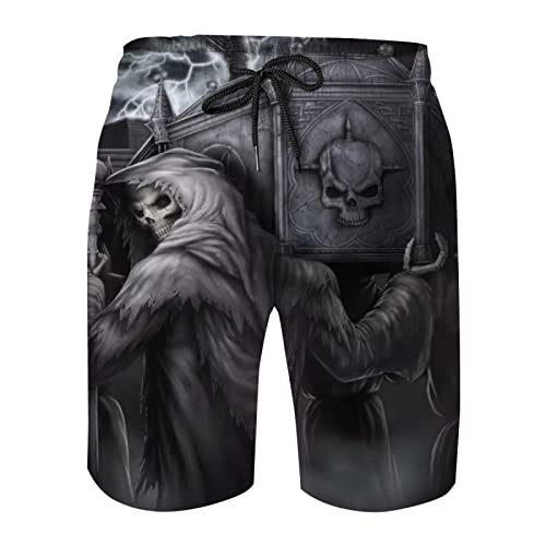 Totenkopf Badehose Herren Jungen Badeshorts Männer Kurz Schnelltrockend Beachshorts Boardshorts Strandhose Schwimmhose Freizeitshorts (Strandhose3,5XL) von Generic