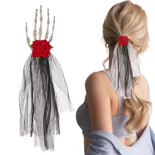 Totenkopf-Haarnadel, Halloween-Hand-Haarnadel | Schmuck, Punk-Handknochen-Haarnadel-Stirnband – Squel Hand Haarnadel Haarband von Generic