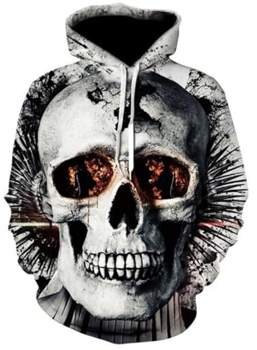 Totenkopf Pullover 3d Druck Herren Hoodie Herren Slim Fit Mit Taschen Sweatshirt Frühling Kapuzenpullover Herren 3D Schädel Druck Langarm Pulli Tops Herren (Styple 4#,XL) von Generic