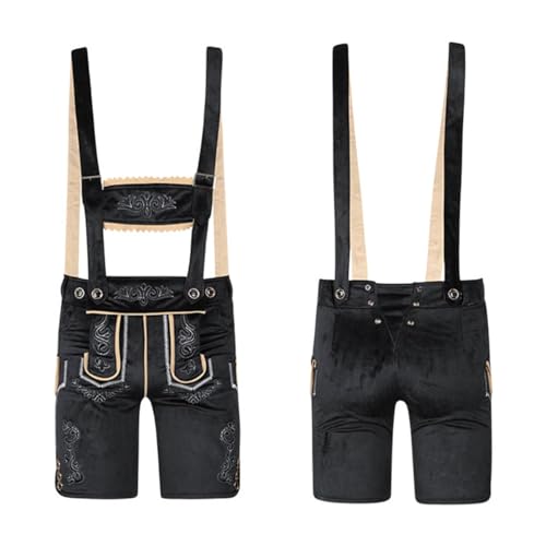 Tracht Lederhose Herren mit Träger, Leder Trachtenhose Kurz Trachten Lederhosen Bayrische Traditionelle Outfit Premium Trachtenlederhosen Trachtenmode für Oktoberfest Jogginghose Bequem & Robust von Generic