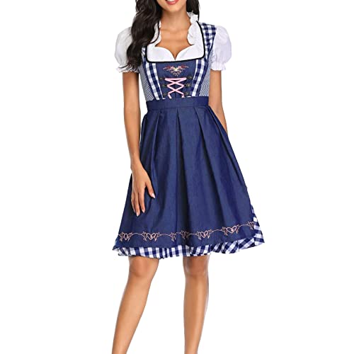 Trachten-Kleid Dirndl Damen 3 TLG, Midi für Oktoberfest, mit Schürze und Bluse von Generic