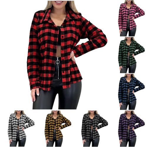 Trachtenhemd Damen Oktoberfest Hemden Karo Hemdbluse Lockere Langarm Holzfällerhemd Musselin Kariert Bluse Button Karohemd Freizeit Fashion Flanellhemden Angebote des Rot L Trachtenhemd Damen Oktoberfest Hemden Karo Hemdbluse Lockere Langarm Holzfällerhemd Musselin Kariert Bluse Button Karohemd Freizeit Fashion Flanellhemden Angebote des Rot L von Generic