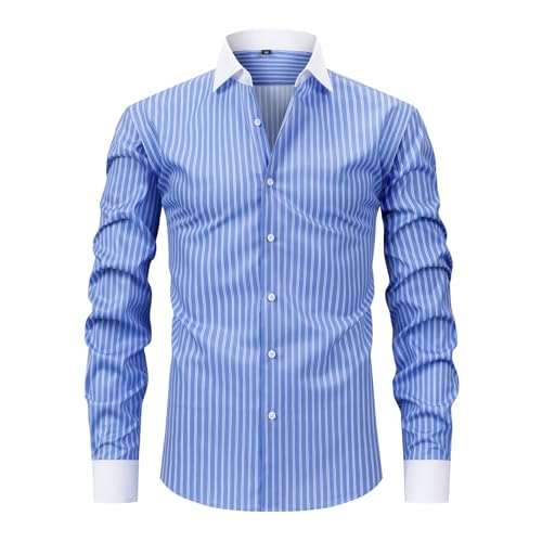 Trachtenhemd Herren Slim Fit, Gestreiftes Hemd Herren Oktoberfest Langarm Freizeithemd Regular Fit Bussiness Trachtenhemden Hochwertige Verarbeitung Wiesn Hemd für Trachten & Festlichkeiten von Generic