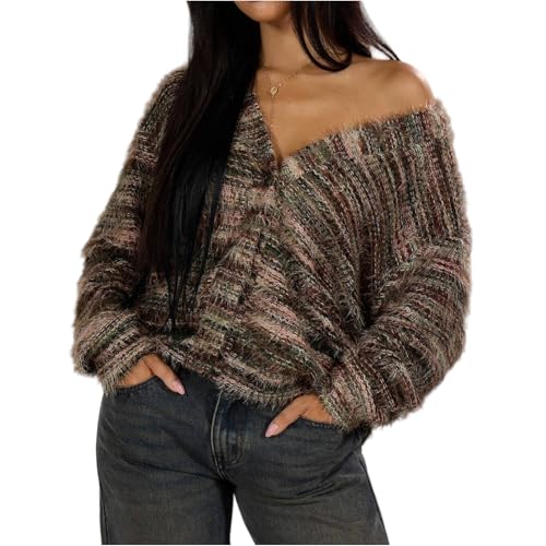 Trachtenjacke Damen Cardigan Damen Leicht Langarm: Strickjacke Damen Kurz Böhmische Häkeljacke mit Knöpfe, Strand- und Urlaubsjacke, Warme Übergangsjacke M 1 Coffee von Generic