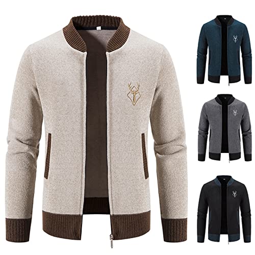Trachtenjacke Herren Strickjacken Langarm Sportlich Trachtenjanker Leicht Modern Cardigan Trachten Freizeitjacke Wolljacke V Ausschnitt Wintermantel Outdoor Cardigan Oktoberfest Herren Outfit von Generic
