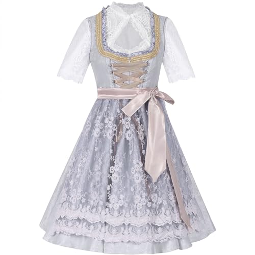 Trachtenmieder Damen Grosse Oktoberfest Besondere Anlässe Damen Outfit Traditionelle Theaterkleide Trachtenrock Kurzarm Oktoberfest Dirndlbluse Dirndlschürze 3 Teilig (D3, L) von Generic