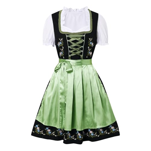 Trachtenmieder Damen Grosse Oktoberfest Besondere Anlässe Damen Outfit Traditionelle Theaterkleide Trachtenrock Kurzarm Oktoberfest Dirndlbluse Dirndlschürze 3 Teilig (E2, L) von Generic