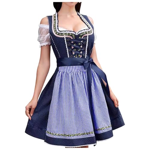 Trachtenmieder Damen Grosse Oktoberfest Besondere Anlässe Damen Outfit Traditionelle Theaterkleide Trachtenrock Kurzarm Oktoberfest Dirndlbluse Dirndlschürze 3 Teilig (XXL) von Generic