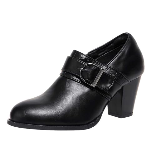 Trachtenschuhe Damen Puumps Damen Mary Jane Halbschuhe Blockabsatz Breite Füße Keilpumps Spangenpumps High Heels Chunky Elegant Riemchenpumps Puumps Schuhe für Partys & Tanzen Brautschuhe (Black, 36) von Generic