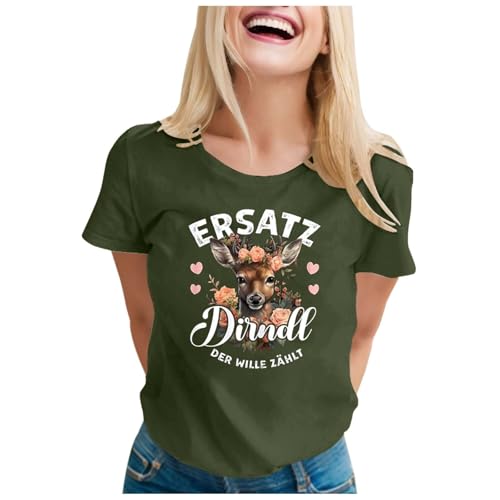 Trachtenshirt Damen Oktoberfest Trachten T-Shirt Weiß Schwarz Sportshirt Rundhals Traditionell Bierfest Kurzarm Oberteile Trachte Muster Bayrische Karneval Trachttshirt GroßE Größen von Generic