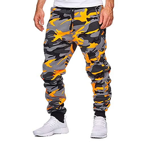 Track Pants Herren Cargo Baggy Lang Zip Off Für Trekkinghose Hosen Security Anzughose Regular Slim Freizeithose Sportbekleidung Laufhose Hose J-Orange XL 512 von Generic