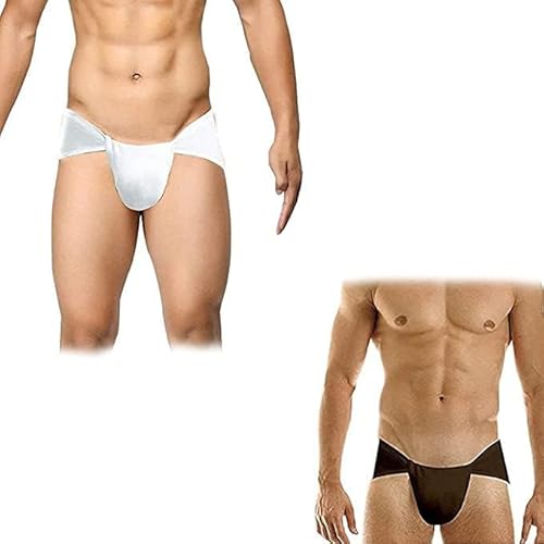 Traditionelle indische Unterwäsche Langot Lankot Lankot Lendenschurz Baumwolle Gym Unterhosen – (2 weiße + 2 schwarze Farben), Mehrfarbig, Weiß, Einheitsgröße von Generic