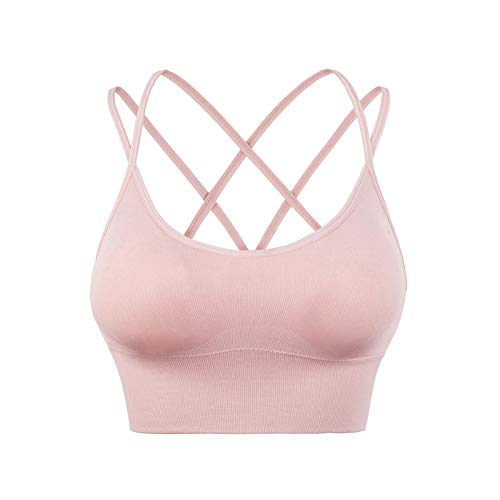 Trägerlos Gepolster Sport BH Bralette Bustier Gepolstert für Damen Push-Up BH mit gekreuzten Rückenpartien Damen Bustier Große Größen Klassische Bequem Stretch Bra Running Bra für Fitness Yoga von Generic