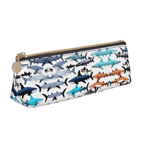 Tragbar Bleistift Tasche Hai-Muster Bleistift Beutel mit Reißverschluss Pencil Case für Erwachsener Unisex Mädchen von Generic