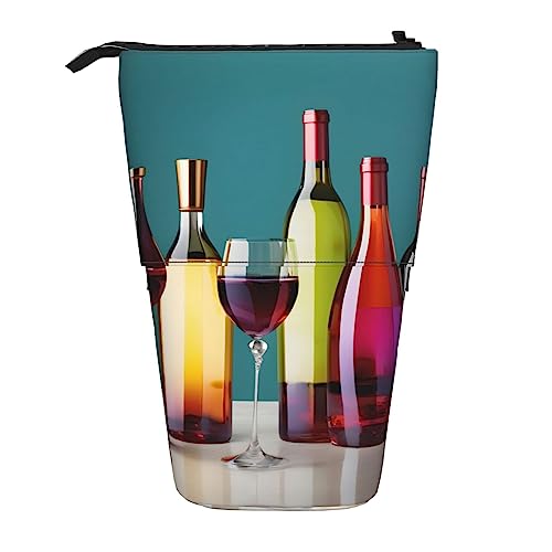 Tragbar Briefpapier Tasche Cocktailgläser und Weinflaschen Stifthalter mit Reißverschluss Bleistift Beutel für Damen Büro Erwachsener von Generic