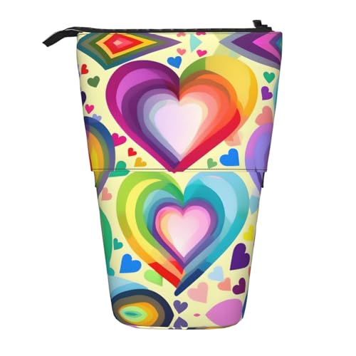 Tragbar Federmäppchen Herzen in Regenbogenfarben Stiftemappe Strapazierfähig Stiftetasche für Büro Erwachsene Damen von Generic