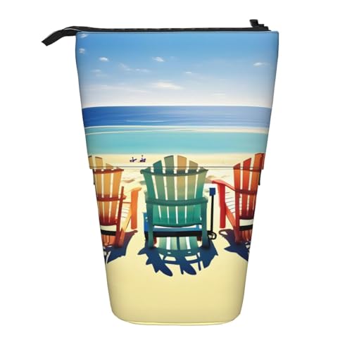 Tragbar Federmäppchen Strandszene mit Stühlen Stifte-Organizer Praktischem Briefpapier Tasche für Schulsachen Mädchen Büro von Generic