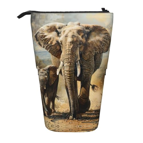 Tragbar Federmappe Alter Elefant und junger Elefant Bleistift Tasche mit Reißverschluss Bleistiftetui für Kinder Jungen Damen von Generic