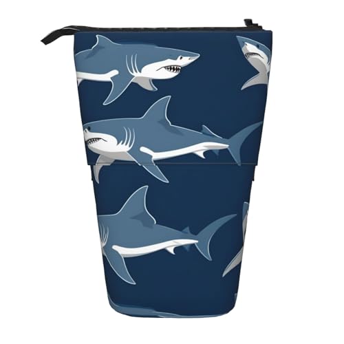 Tragbar Mäppchen Blauer Cartoon-Hai Bleistift Beutel Stylisches Bleistift Tasche für Erwachsener Teenager Damen von Generic