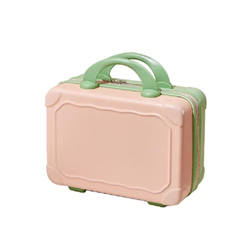 Tragbare 14 Zoll Make-up Reise Handgepäck ABS Tragen Make-up Koffer Kosmetiktasche für Reisen Camping Frauen Mädchen Hand Gepäck Tasche, Rosa mit Matcha von Generic