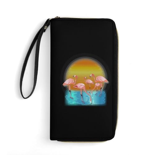 Tragbare Brieftasche Flamingo-Sonnenuntergang Reißverschluss Geldbörse Kreative Verschluss Geldbörsen Retro Portemonnaie Für Lehrer, Kinder, Mädchen von Generic