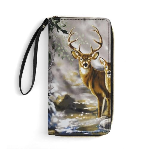 Tragbare Brieftasche Nordischer Baumtarn-Hirsch Portemonnaie Tragbare Geldbörse Printmotiv Kartenetui Für Freundin, Tochter, Mutter von Generic