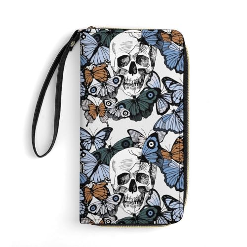 Tragbare Brieftasche Totenkopf Mit Schmetterling Kleine Münzbörse Niedliche Geldbörse Lustige Verschluss Geldbörsen Für Mutter, Freund, Mädchen von Generic