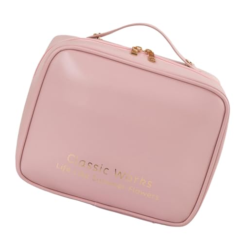 Tragbare Kosmetiktasche, PU-Leder, öffnet flachen Griff und Trennwand, tragbare Tasche, große Kapazität, Reise-Make-up-Organizer, Damen-Kulturartikel für Accessoires, Shampoo, Toilettenartikel, Pinsel Tragbare Kosmetiktasche, PU-Leder, öffnet flachen Griff und Trennwand, tragbare Tasche, große Kapazität, Reise-Make-up-Organizer, Damen-Kulturartikel für Accessoires, Shampoo, Toilettenartikel, Pinsel von Generic