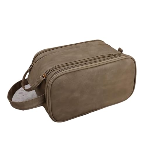 Tragbare Kosmetiktasche for Damen, einfarbig, große Kapazität, Handaufbewahrungstasche, Aufbewahrungstasche for Toilettenartikel aus PU-Leder(Khaki) von Generic