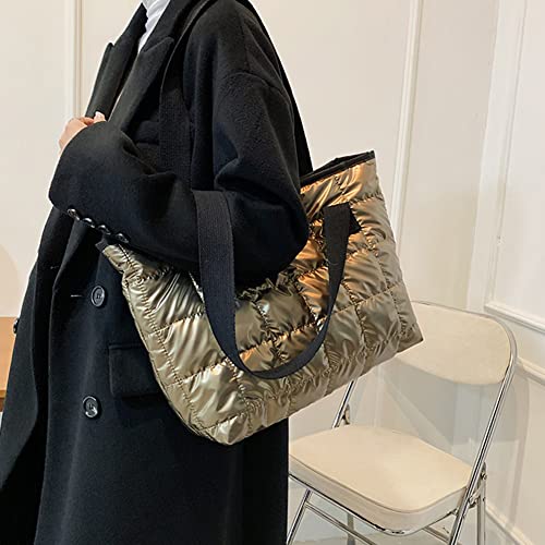 Tragbare Nylon Tuch Umhängetaschen Weibliche Casual Tote Handtaschen Große Kapazität Gesteppte Einkaufstaschen for Mädchen Frauen Straße von Generic