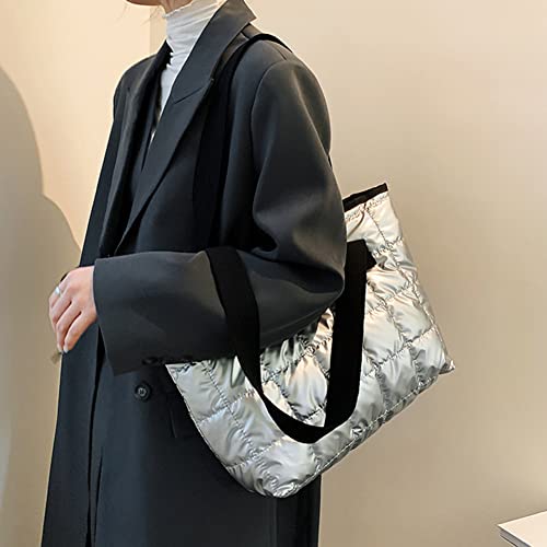 Tragbare Nylon Tuch Umhängetaschen Weibliche Casual Tote Handtaschen Große Kapazität Gesteppte Einkaufstaschen for Mädchen Frauen Straße von Generic