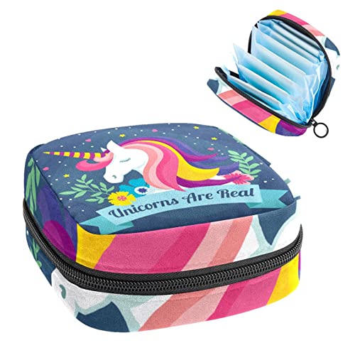 Tragbare Tampon-Aufbewahrungstasche, Tampon-Halter für Geldbörse, feminines Produkt-Organizer, Einhorn-Stern, schön, Mehrfarbig, 4.7x6.6x6.6 in/12x17x17 cm von Generic