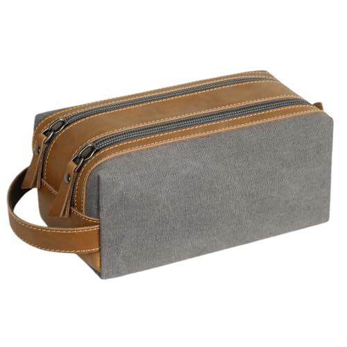 Tragbare quadratische Kulturtasche aus Segeltuch for Herren, Reise-Aufbewahrungstasche, große Kapazität, Make-up-Tasche(Gray) von Generic