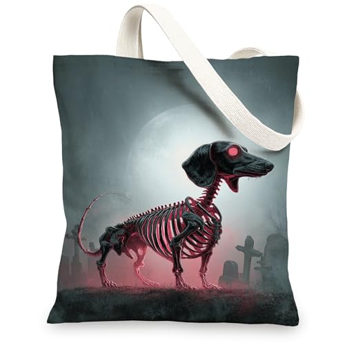 Tragetasche aus Segeltuch mit Skelettmotiv, wiederverwendbar, leicht, waschbar, Schultergurt, für Reisen, Fitnessstudio, Strand, 33 x 38 cm von Generic