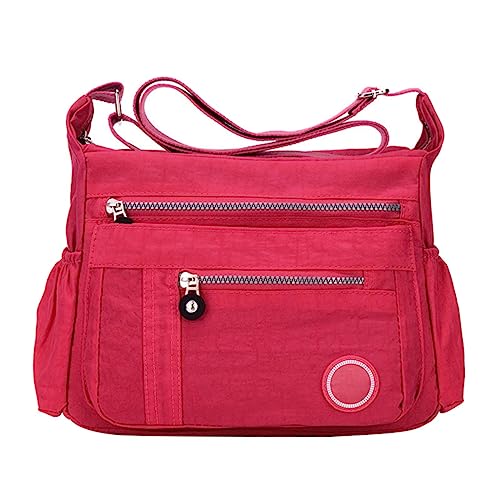 Tragetasche für Damen, elegante, leichte, lässige Schulterhandtasche, Geldbörse, Büchertasche Hose Mit Kette Mit Taschen (Hot Pink, One Size) von Generic