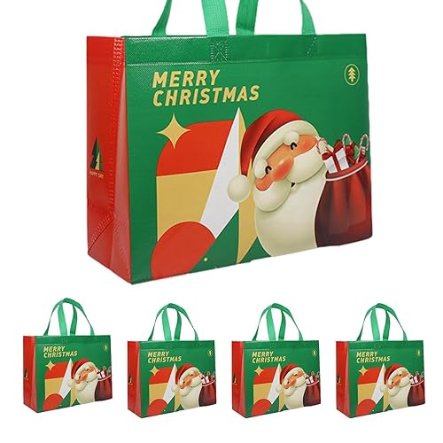 -Tragetaschen – 5 Stück Weihnachts-Tragetaschen mit Griffen | Tragbare und robuste Weihnachts-Geschenktüten zum Verpacken und Einkaufen von en, Weihnachts-Einkaufst von Generic