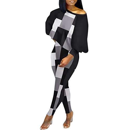 Trainingsanzug Damen Hosenanzug Damen Elegant Business Anzug Set Hosenanzug Blazer Hose 2-teilig Anzug Karo Kariert Zweiteiler Slimfit Streetwear Festlich Sportlich Hosenanzug xm21 von Generic