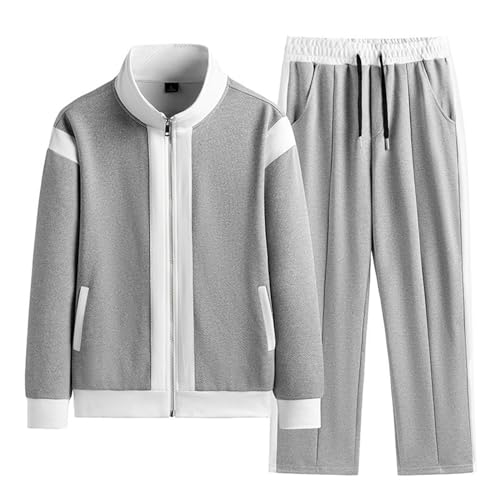 Trainingsanzug Herren, Herren Jogginganzug Oversize Baumwolle Zip Sweatshirt Pullover + Lang Hose Sport Tracksuit Set Sportanzug 2PC Freizeitanzug Lässig Oberteil und Sporthosen Sportanzug von Generic